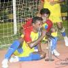 Climax Lawrence celebrates his goal against TN in Santosh Trophy Semi finals
